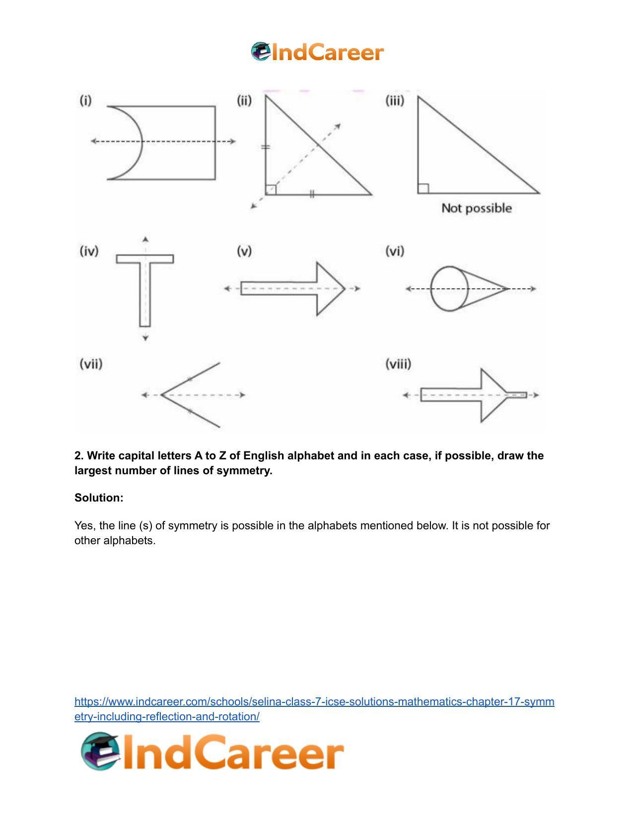 Selina Class 7 ICSE Solutions Mathematics : Chapter 17- Symmetry (Including Reflection and Rotation) - Page 4