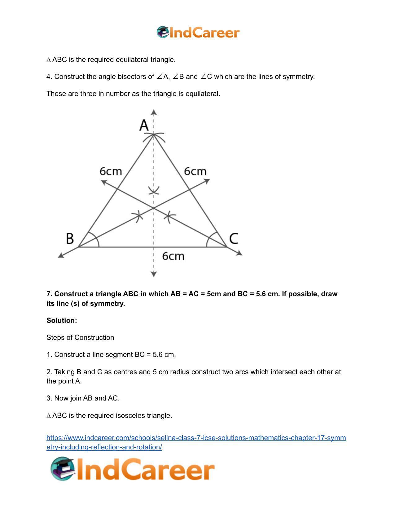 Selina Class 7 ICSE Solutions Mathematics : Chapter 17- Symmetry (Including Reflection and Rotation) - Page 11