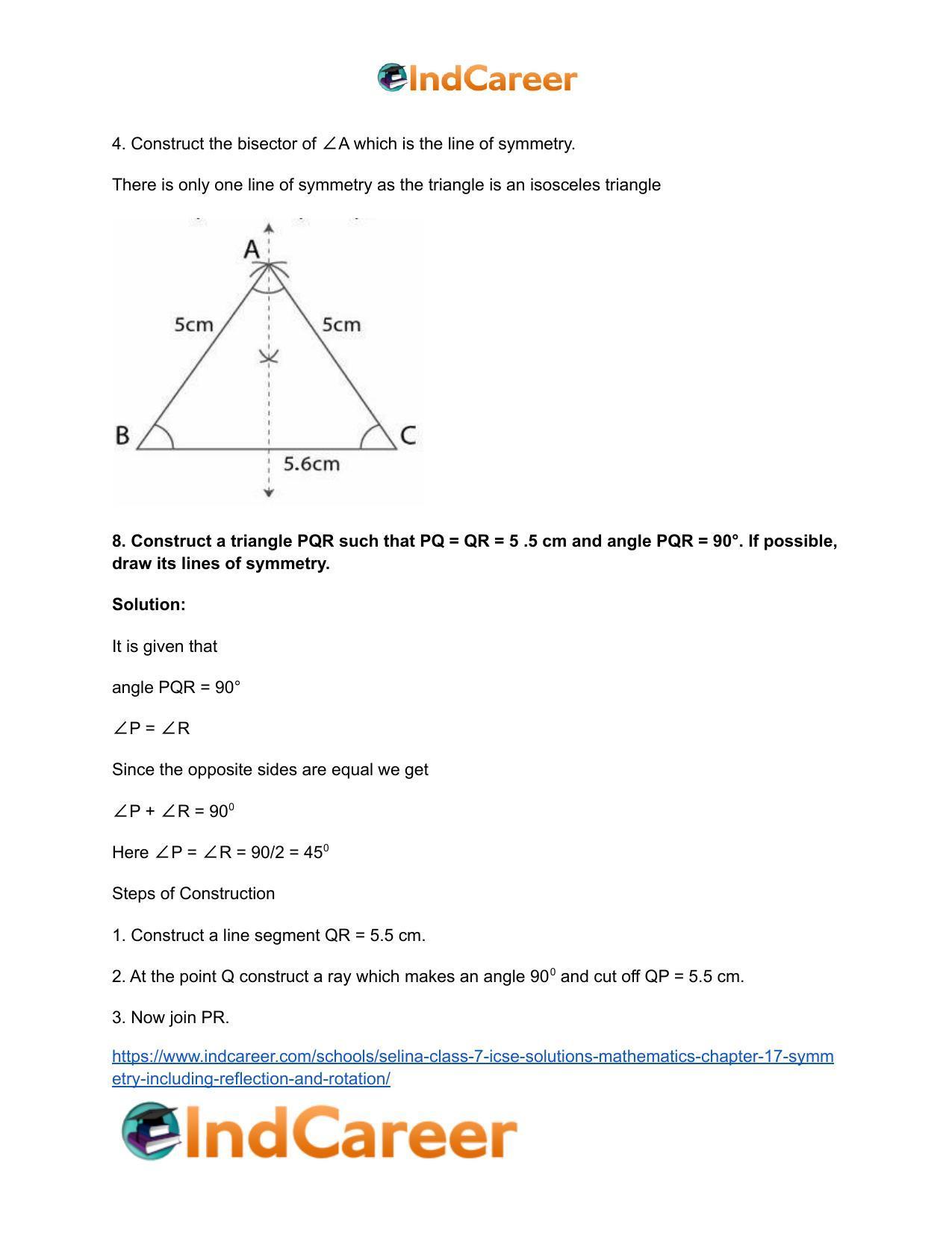 Selina Class 7 ICSE Solutions Mathematics : Chapter 17- Symmetry (Including Reflection and Rotation) - Page 12