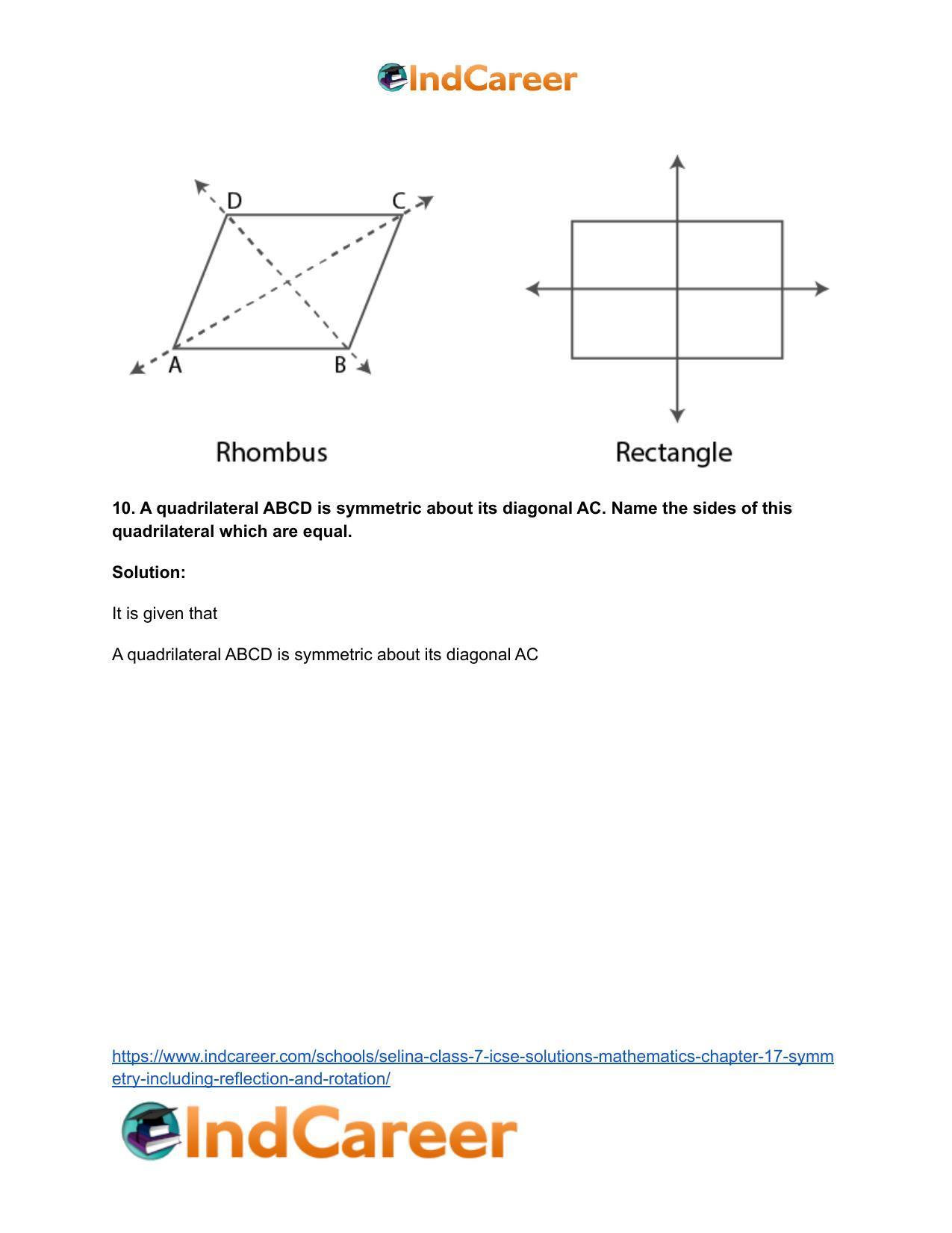 Selina Class 7 ICSE Solutions Mathematics : Chapter 17- Symmetry (Including Reflection and Rotation) - Page 14