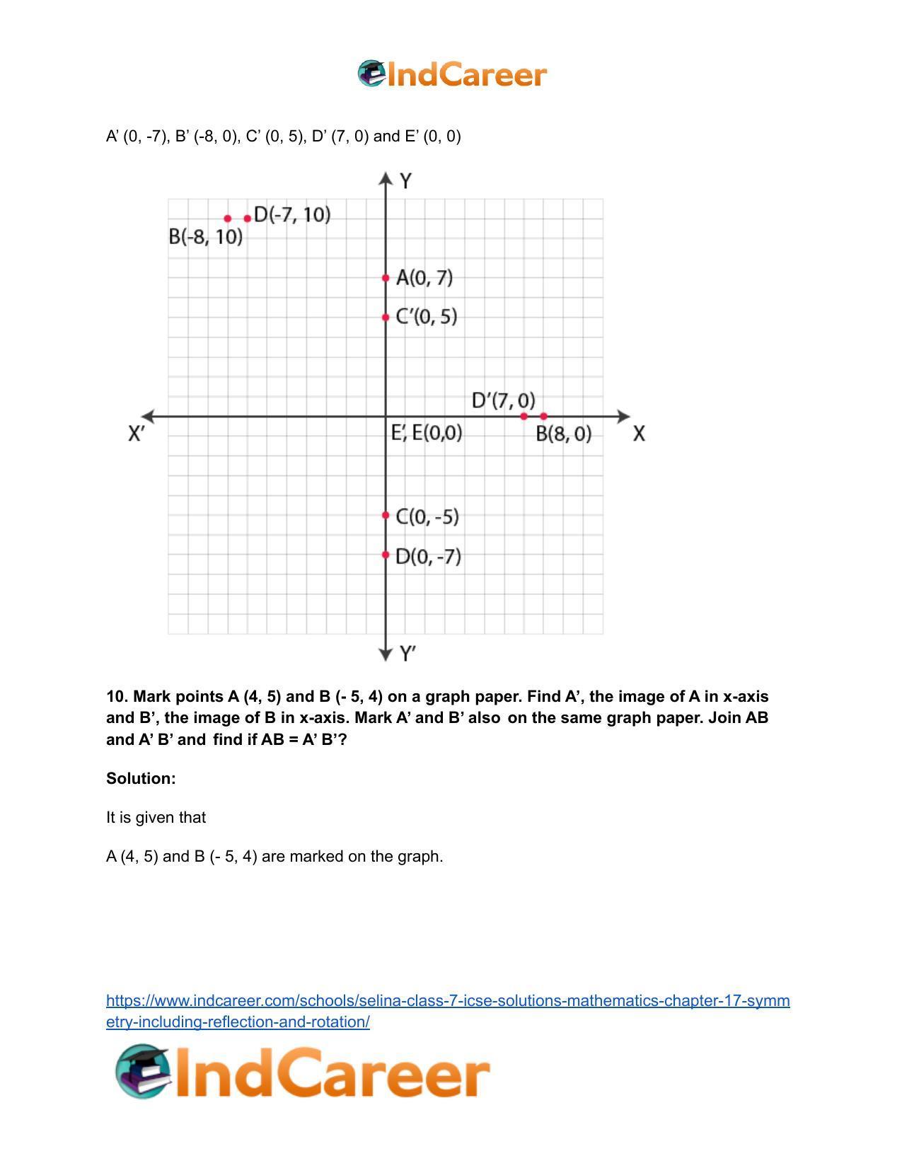 Selina Class 7 ICSE Solutions Mathematics : Chapter 17- Symmetry (Including Reflection and Rotation) - Page 25