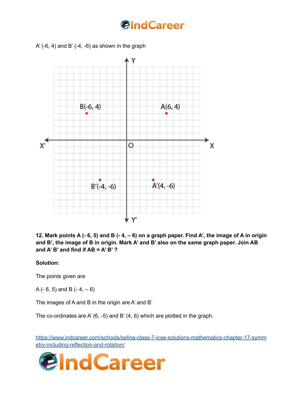Selina Class 7 ICSE Solutions Mathematics : Chapter 17- Symmetry (Including Reflection and Rotation) - Page 27