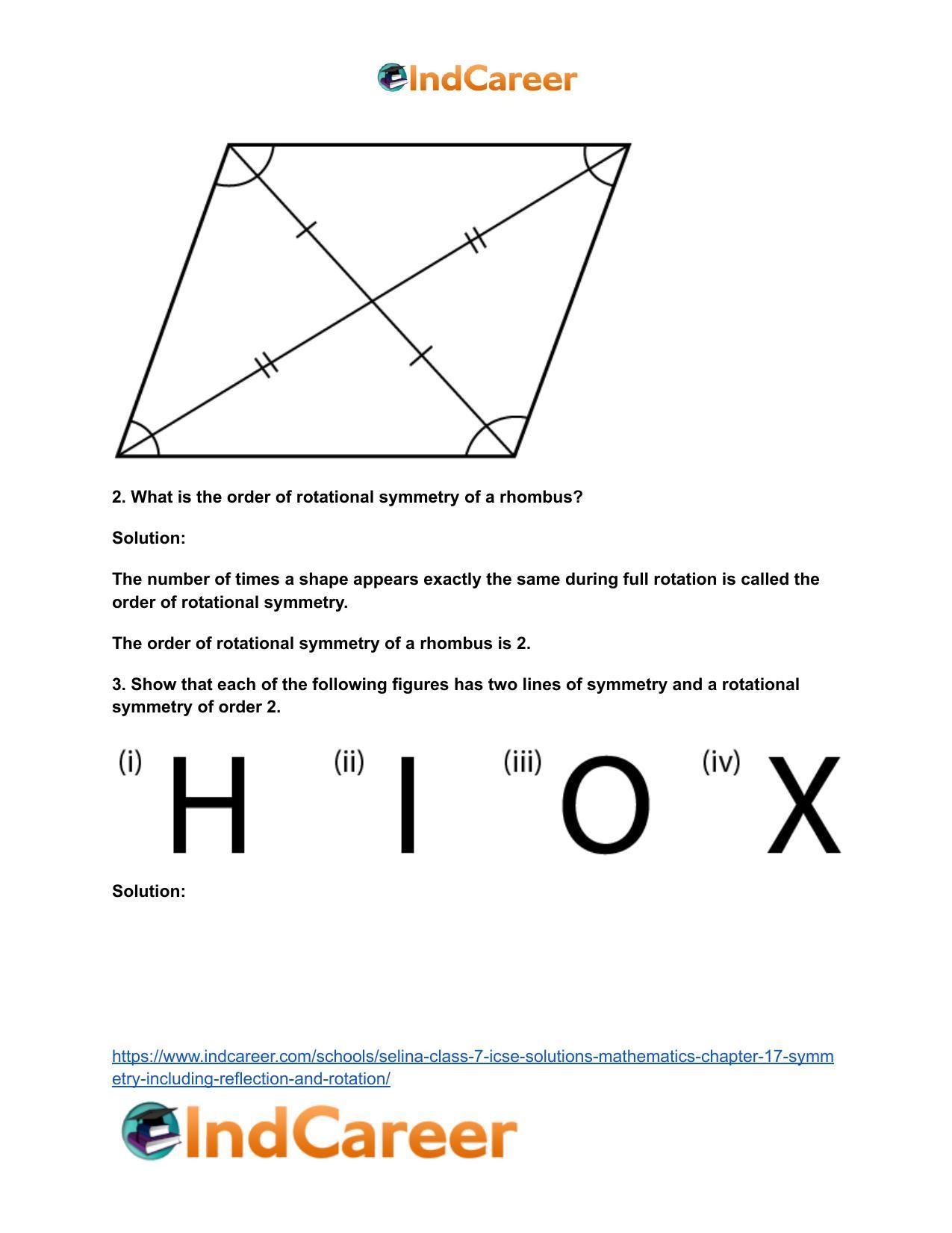 Selina Class 7 ICSE Solutions Mathematics : Chapter 17- Symmetry (Including Reflection and Rotation) - Page 29