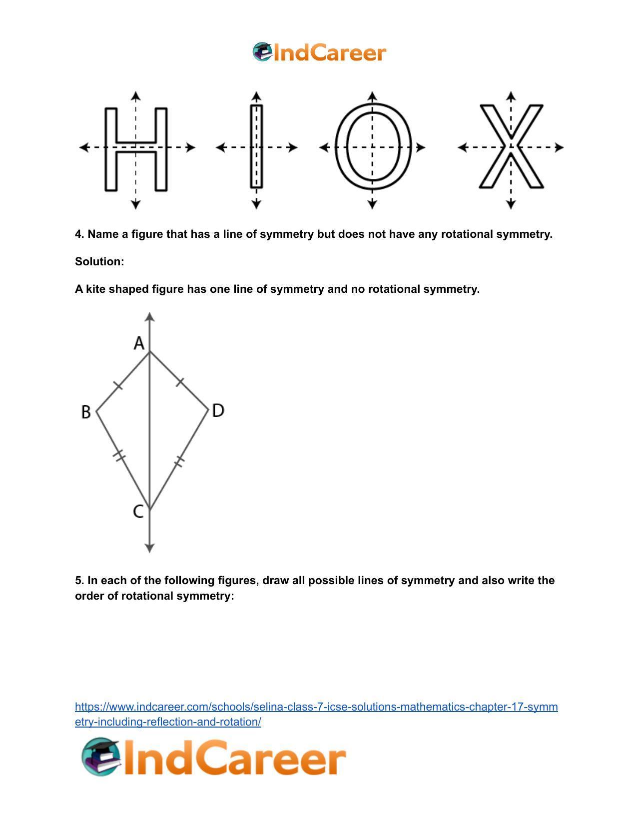 Selina Class 7 ICSE Solutions Mathematics : Chapter 17- Symmetry (Including Reflection and Rotation) - Page 30