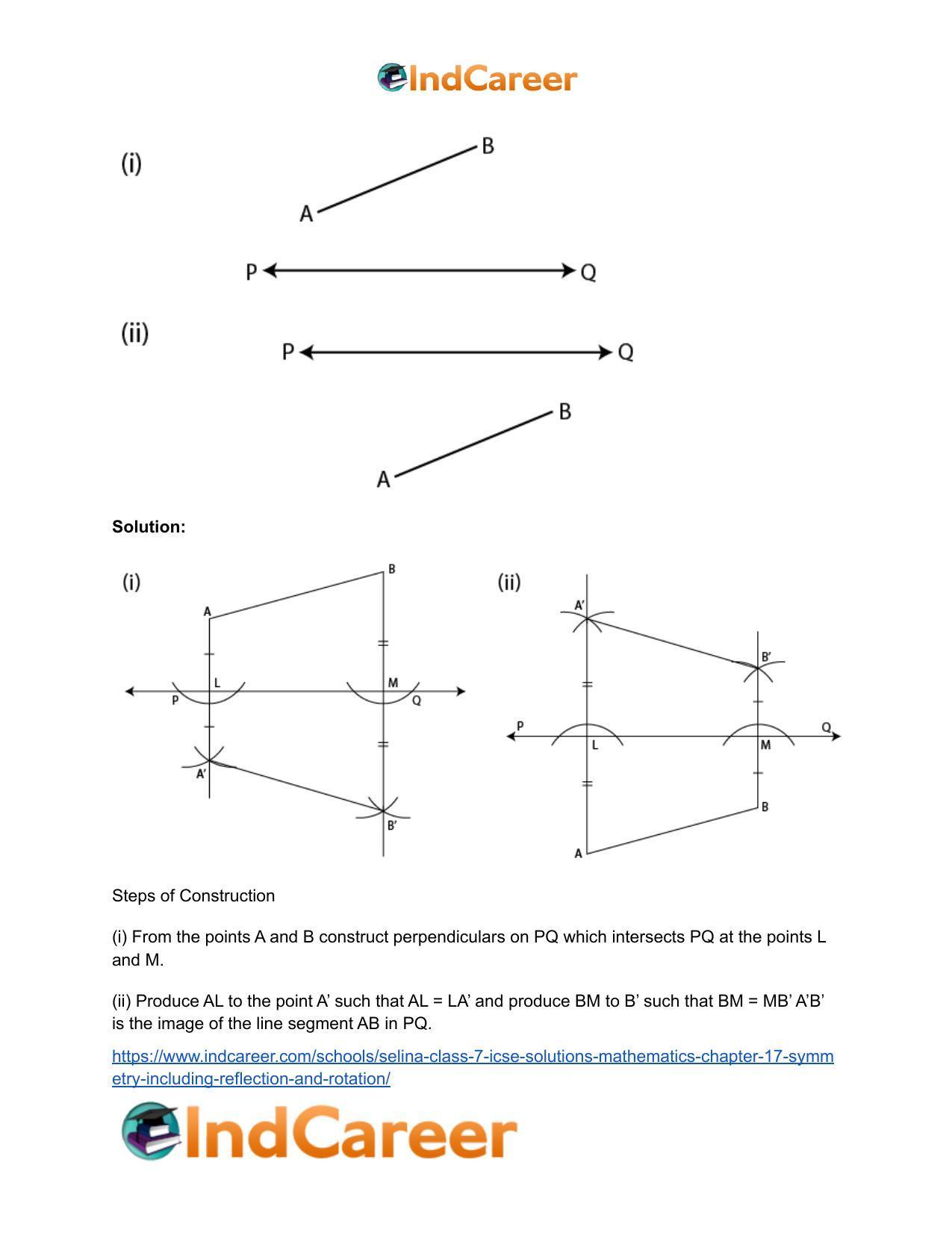 Selina Class 7 ICSE Solutions Mathematics : Chapter 17- Symmetry (Including Reflection and Rotation) - Page 35