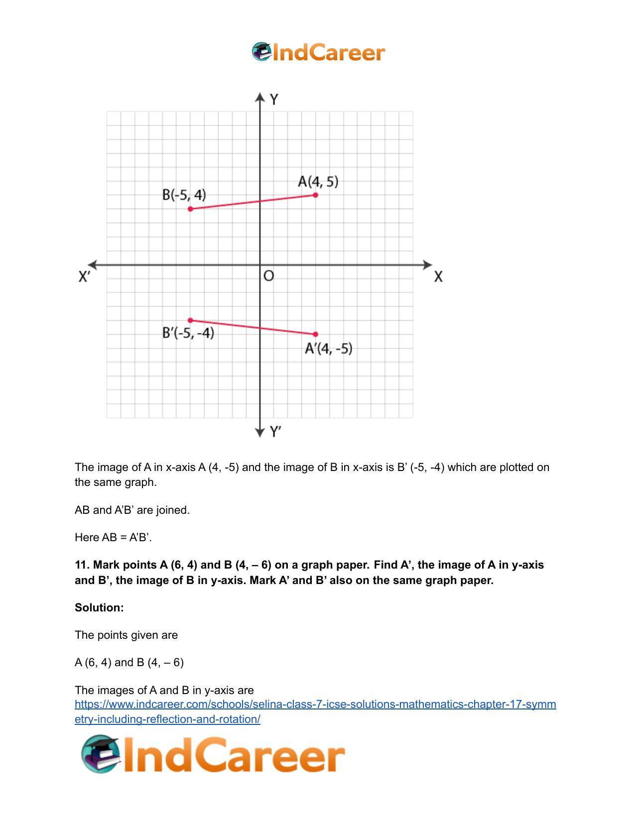 Selina Class 7 ICSE Solutions Mathematics : Chapter 17- Symmetry (Including Reflection and Rotation) - Page 43