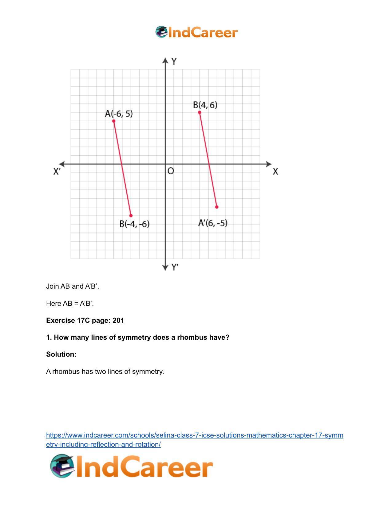 Selina Class 7 ICSE Solutions Mathematics : Chapter 17- Symmetry (Including Reflection and Rotation) - Page 45