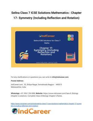 Selina Class 7 ICSE Solutions Mathematics : Chapter 17- Symmetry (Including Reflection and Rotation)