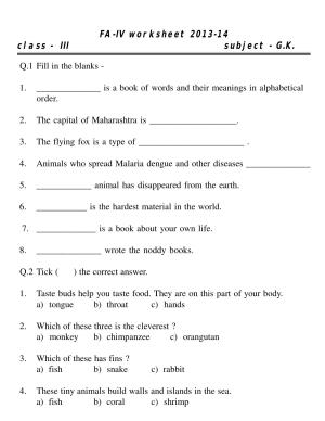 Worksheet for Class 3 GK Assignment 2