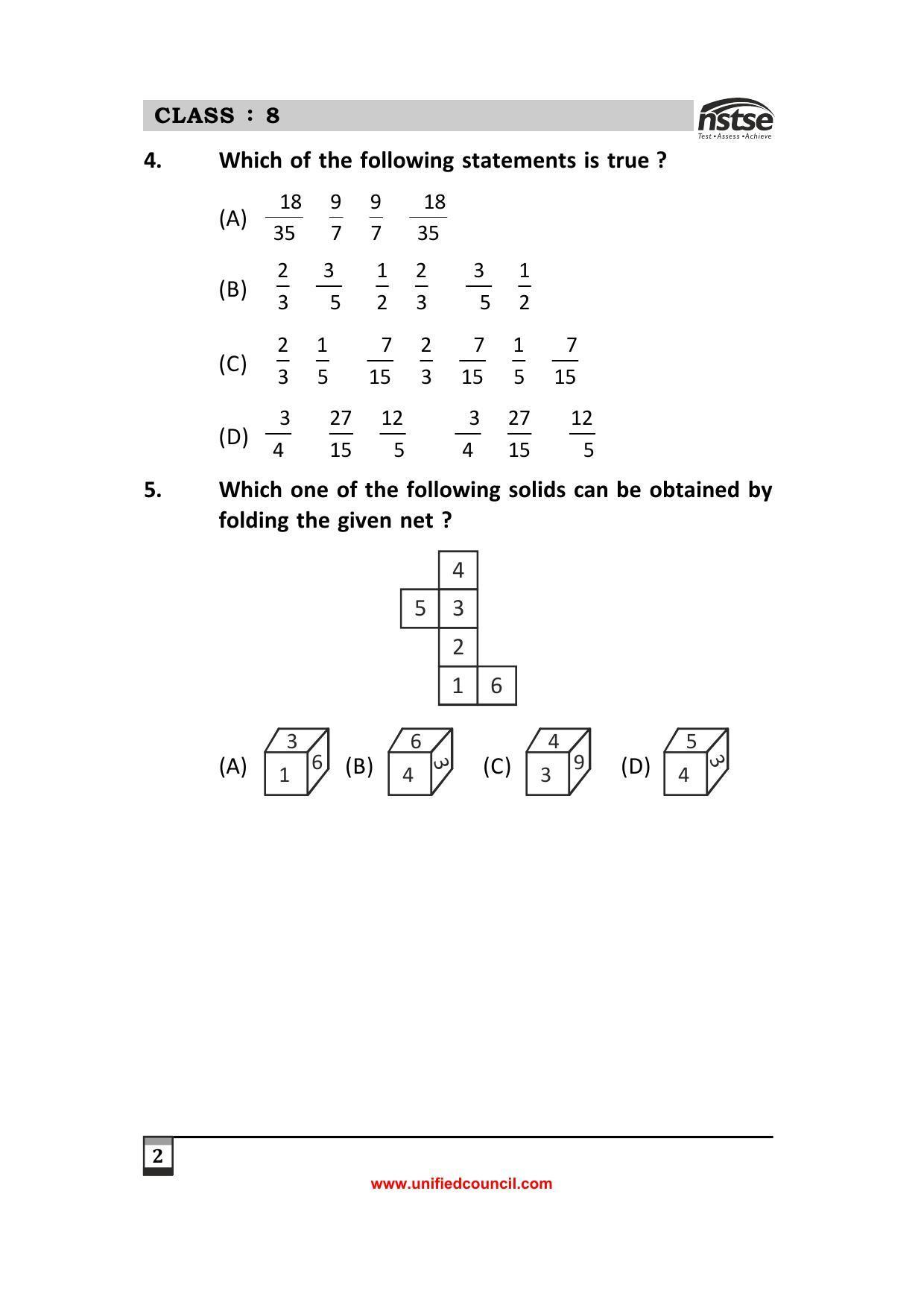 2023 Class 8 NSTSE Sample Question Papers - Page 2