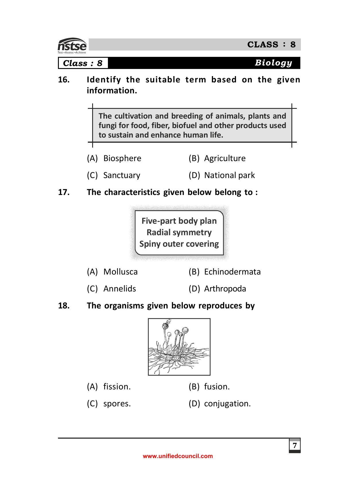 2023 Class 8 NSTSE Sample Question Papers - Page 7