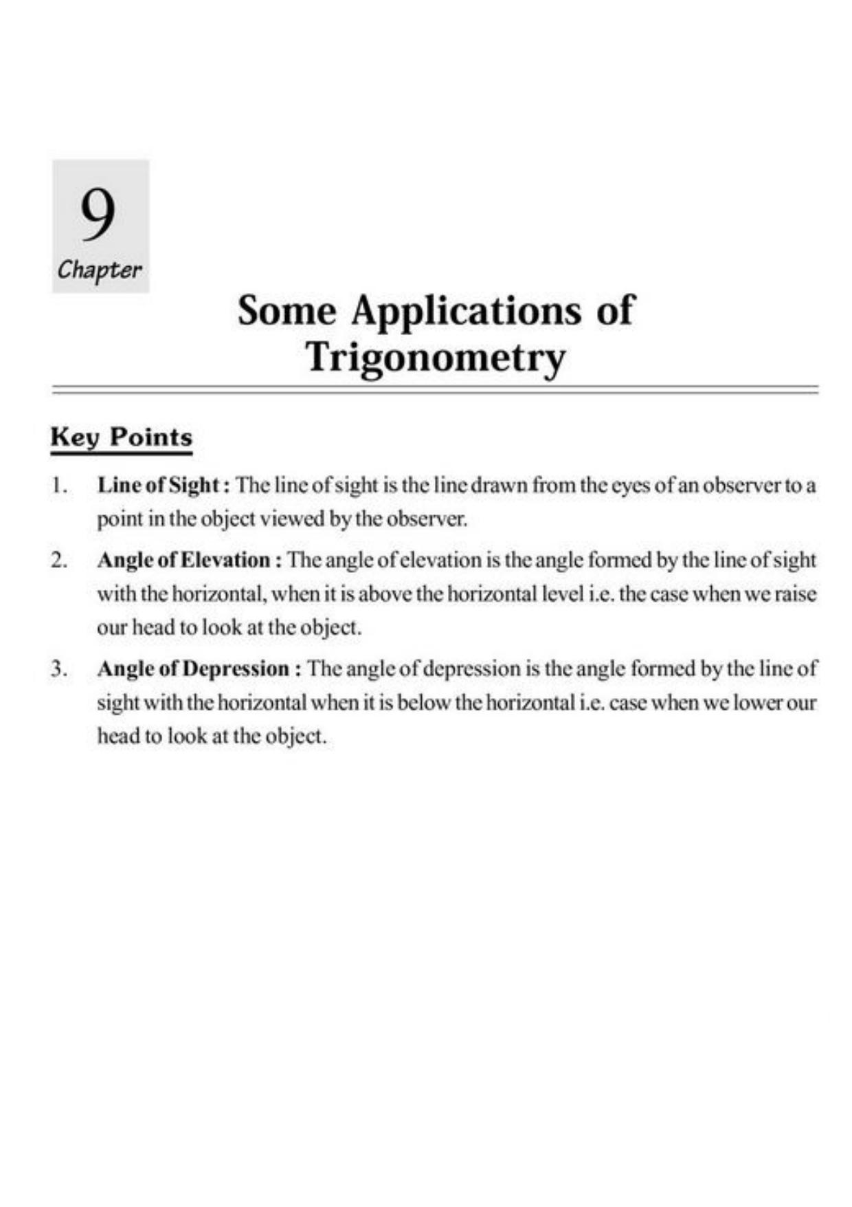 Class 10 Notes, Question & Practice Paper - Mathematics (Topic 9: Some Applications of Trigonometry) - Page 2
