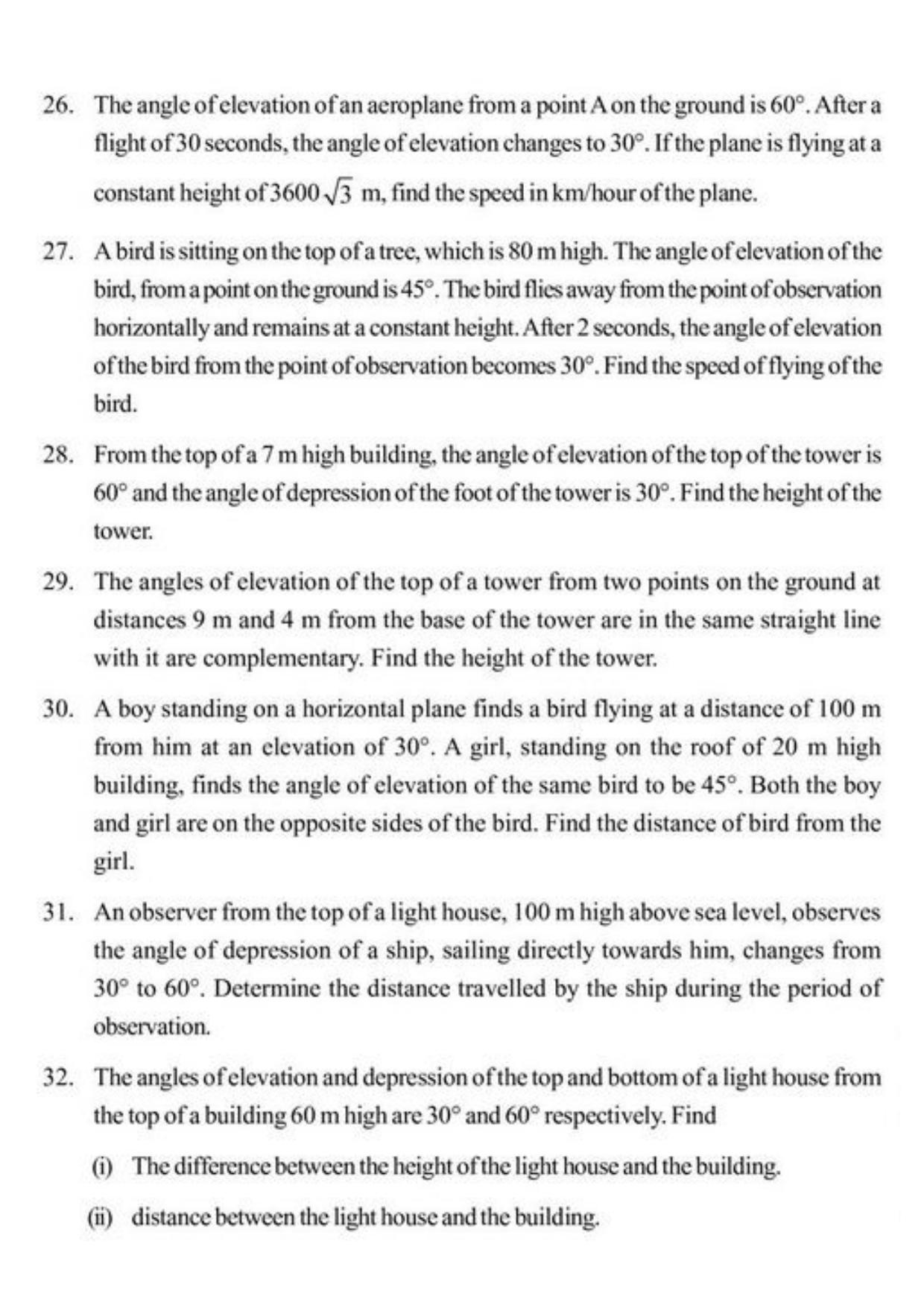 Class 10 Notes, Question & Practice Paper - Mathematics (Topic 9: Some Applications of Trigonometry) - Page 8