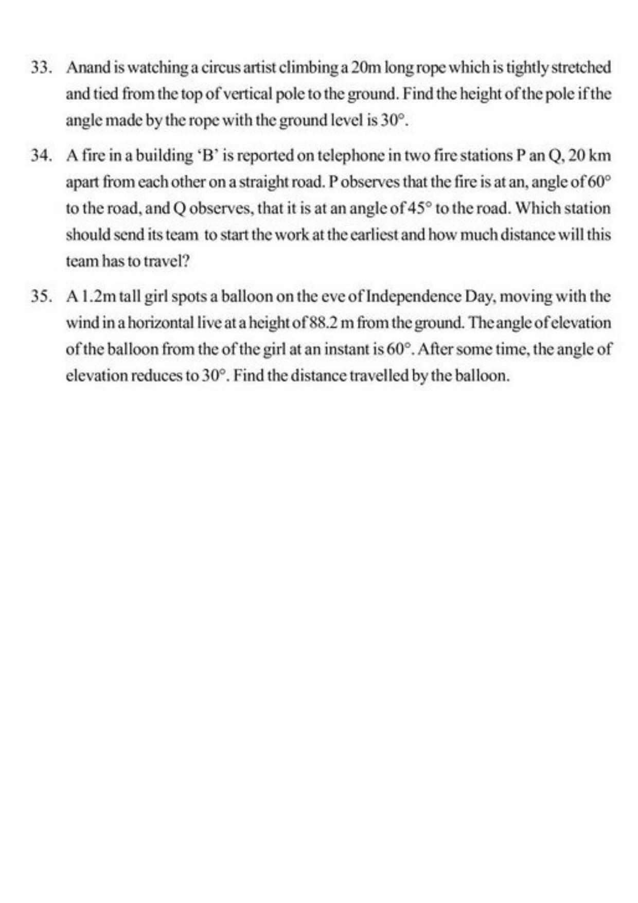 Class 10 Notes, Question & Practice Paper - Mathematics (Topic 9: Some Applications of Trigonometry) - Page 9