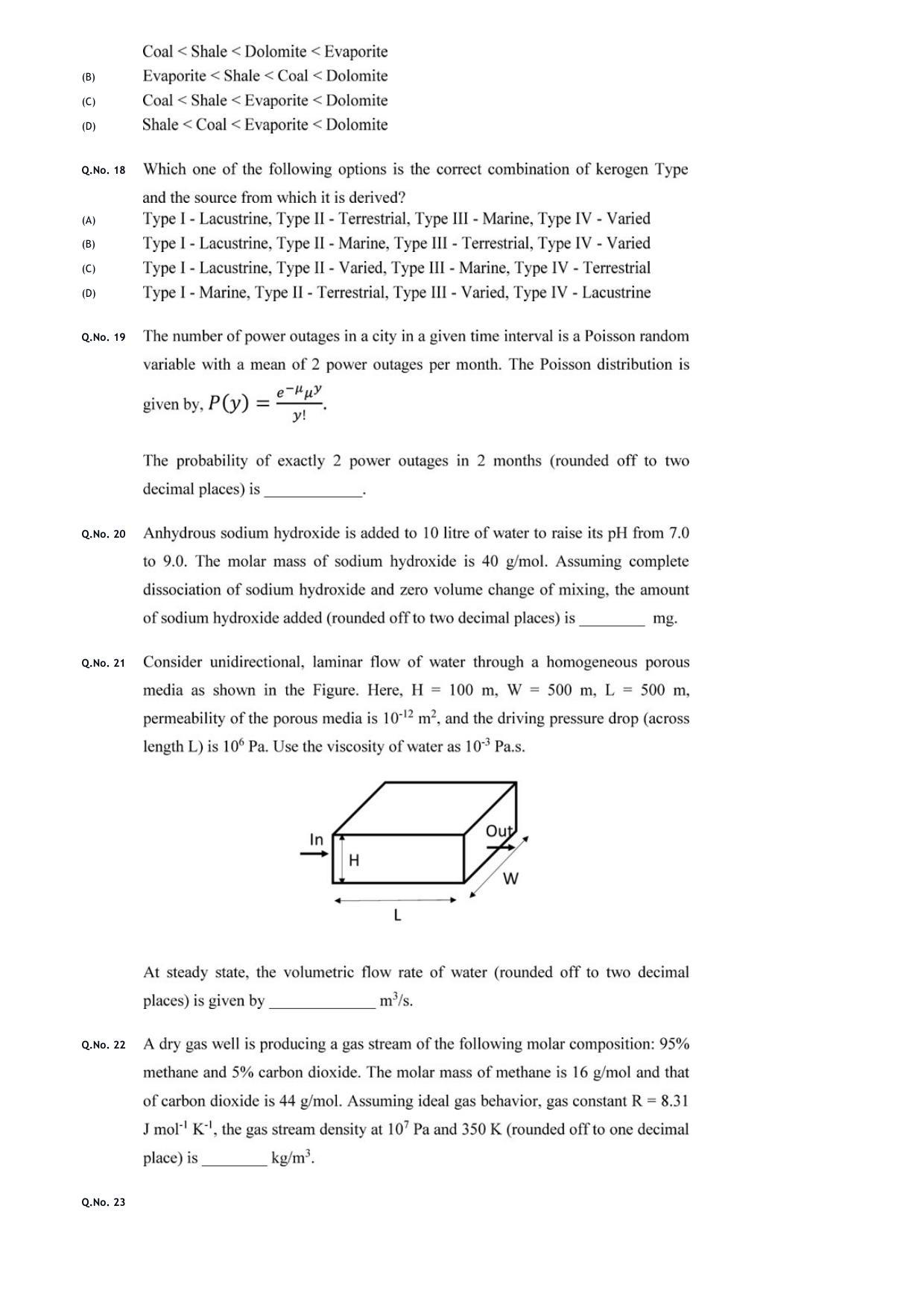 GATE 2020 Petroleum Engineering (PE) Question Paper with Answer Key - Page 8