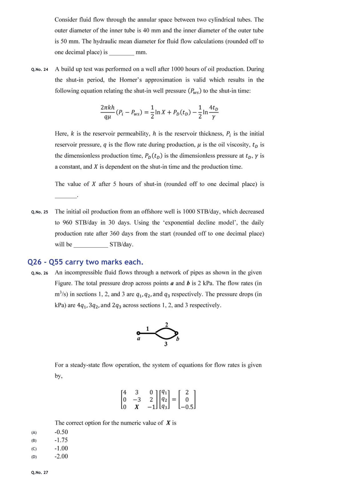 GATE 2020 Petroleum Engineering (PE) Question Paper with Answer Key - Page 9