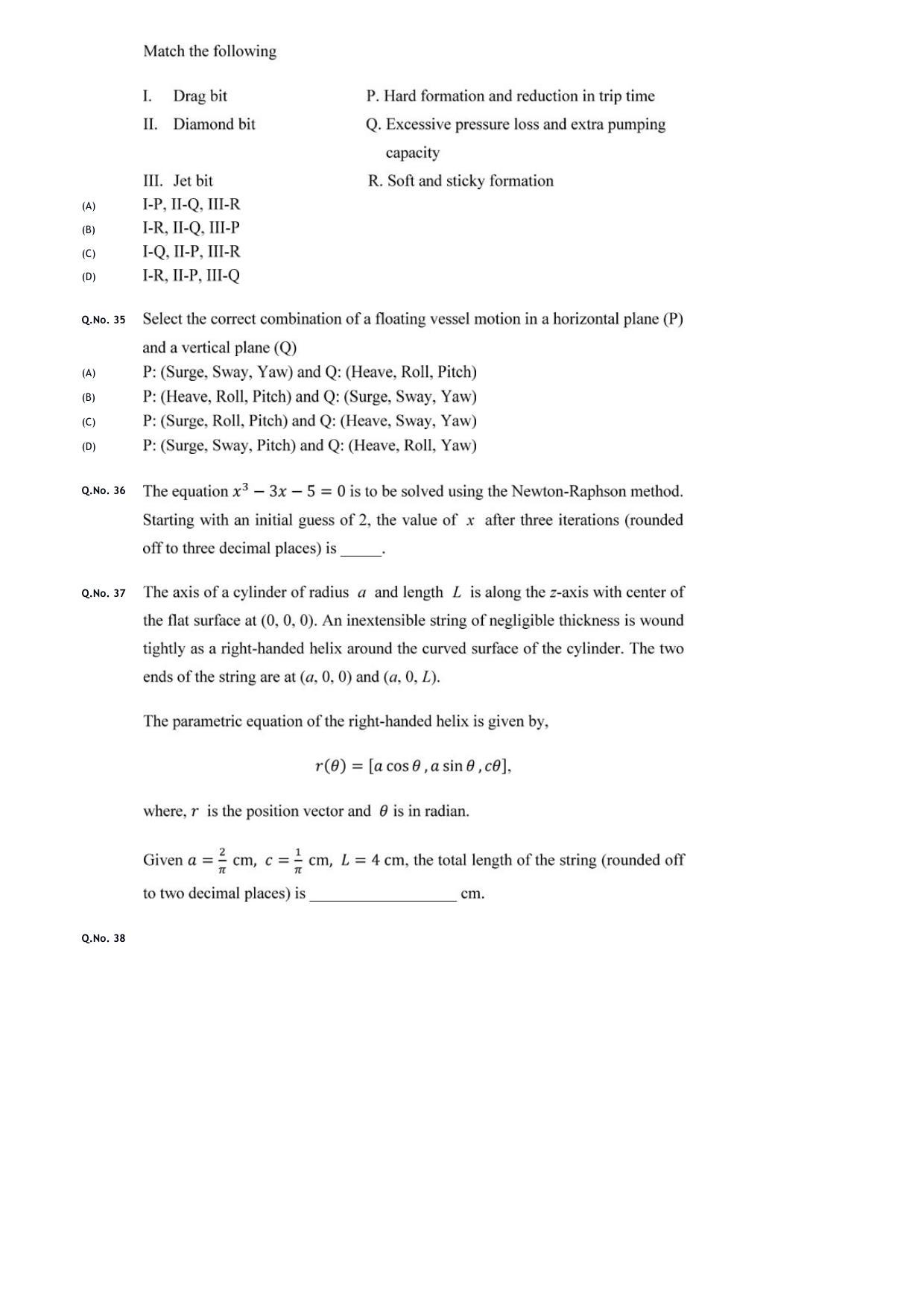 GATE 2020 Petroleum Engineering (PE) Question Paper with Answer Key - Page 13