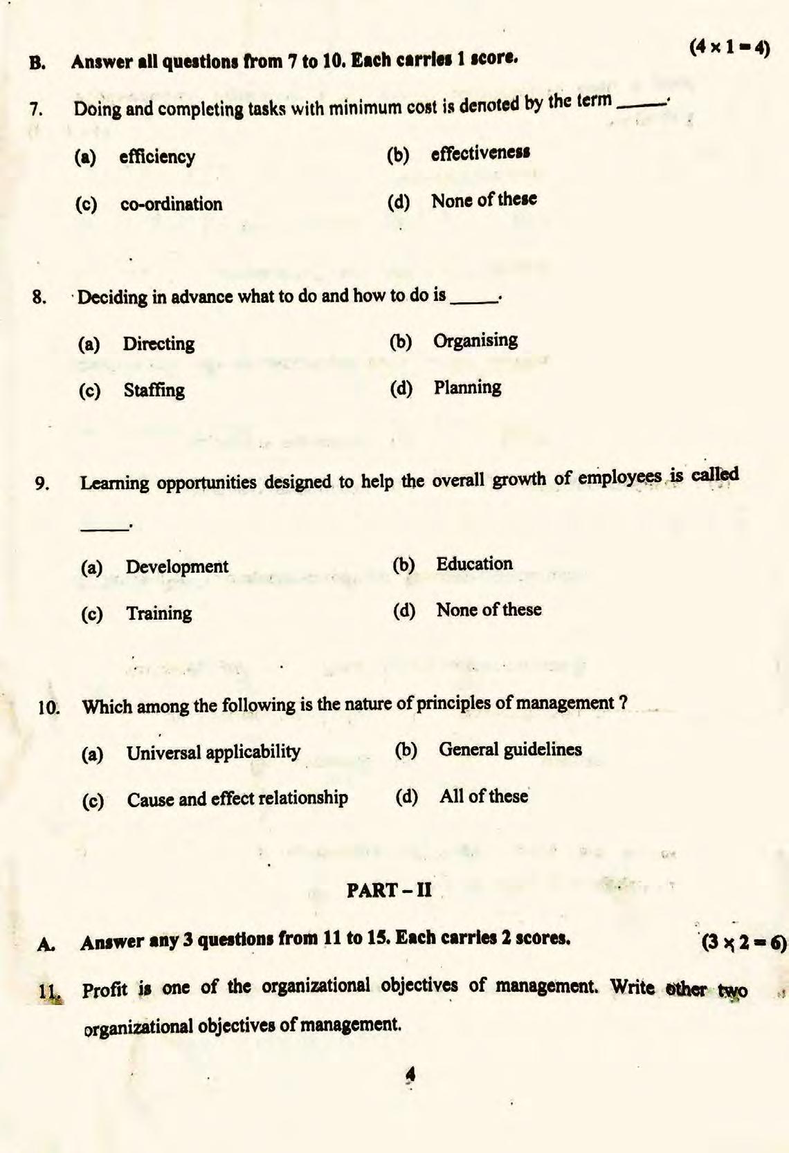 Kerala Plus Two 2022 Business Studies Question Paper - Page 4