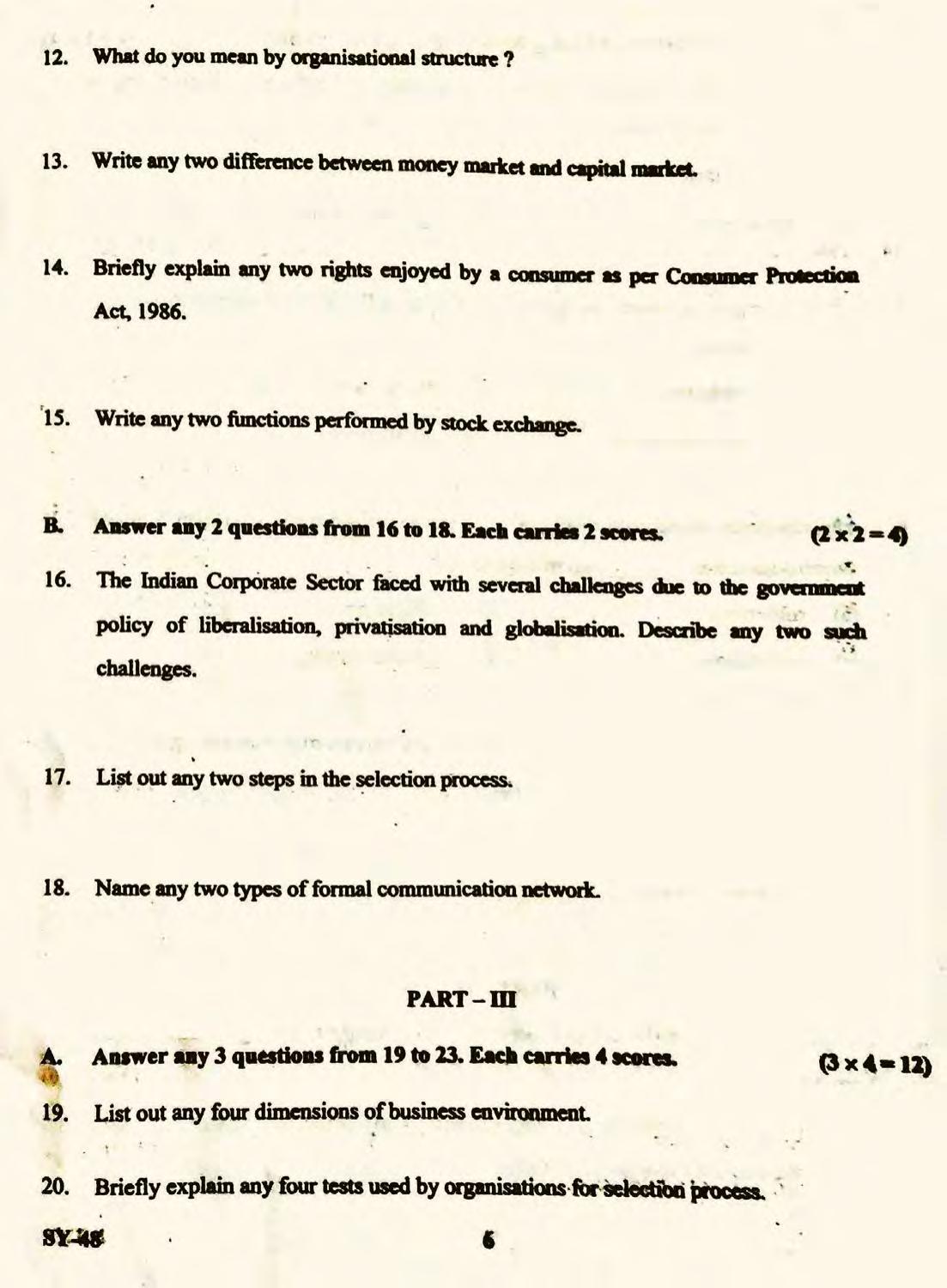 Kerala Plus Two 2022 Business Studies Question Paper - Page 6