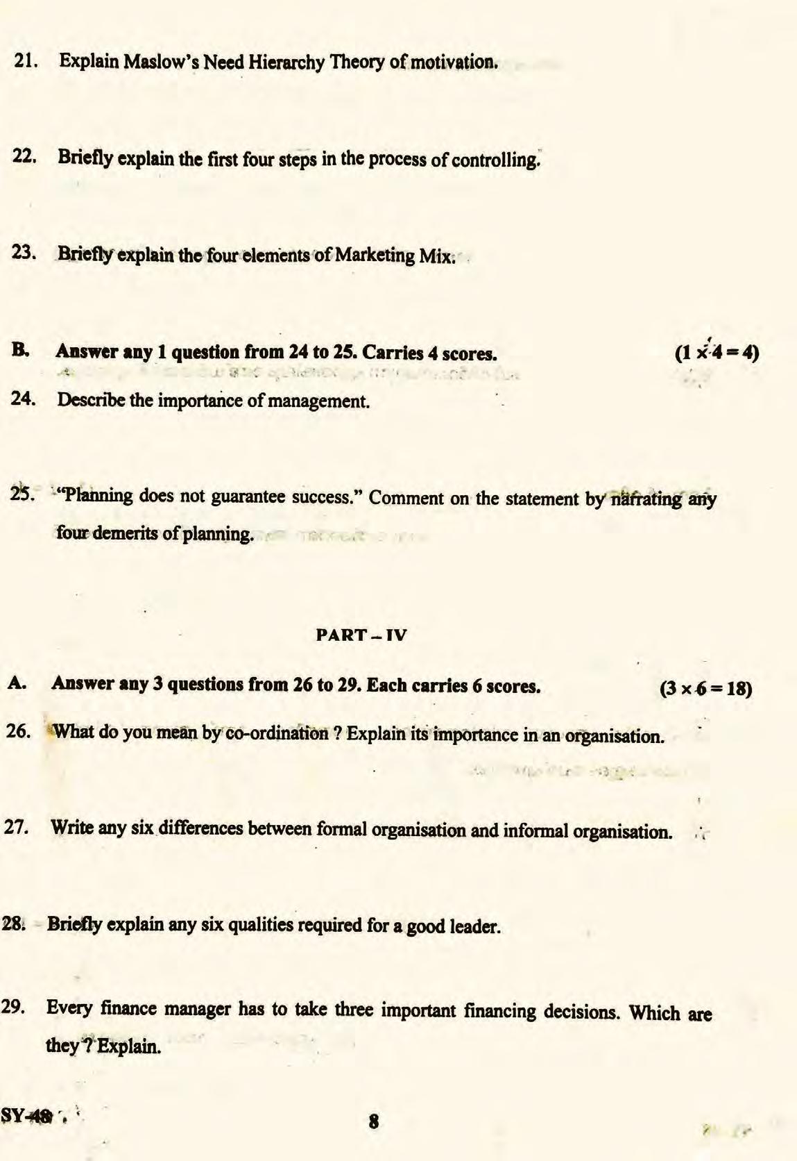 Kerala Plus Two 2022 Business Studies Question Paper - Page 8