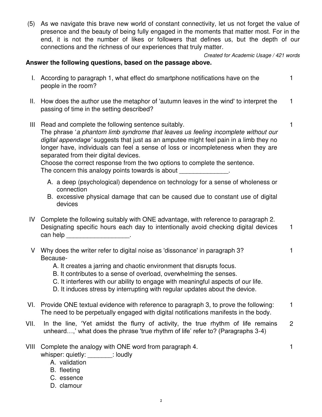 CBSE Class 12 English Core Sample Question Paper 2024-25 - Page 2