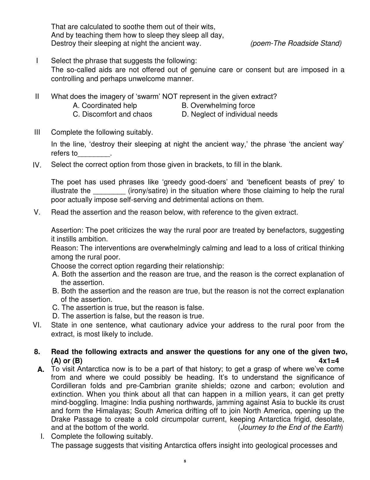 CBSE Class 12 English Core Sample Question Paper 2024-25 - Page 8