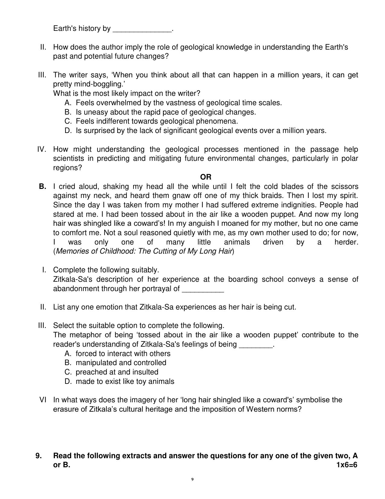 CBSE Class 12 English Core Sample Question Paper 2024-25 - Page 9