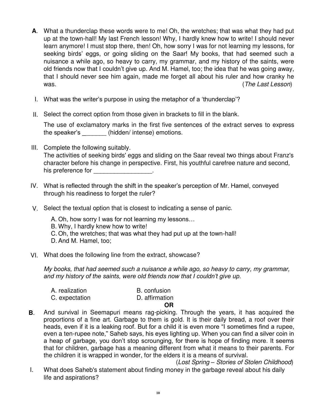 CBSE Class 12 English Core Sample Question Paper 2024-25 - Page 10