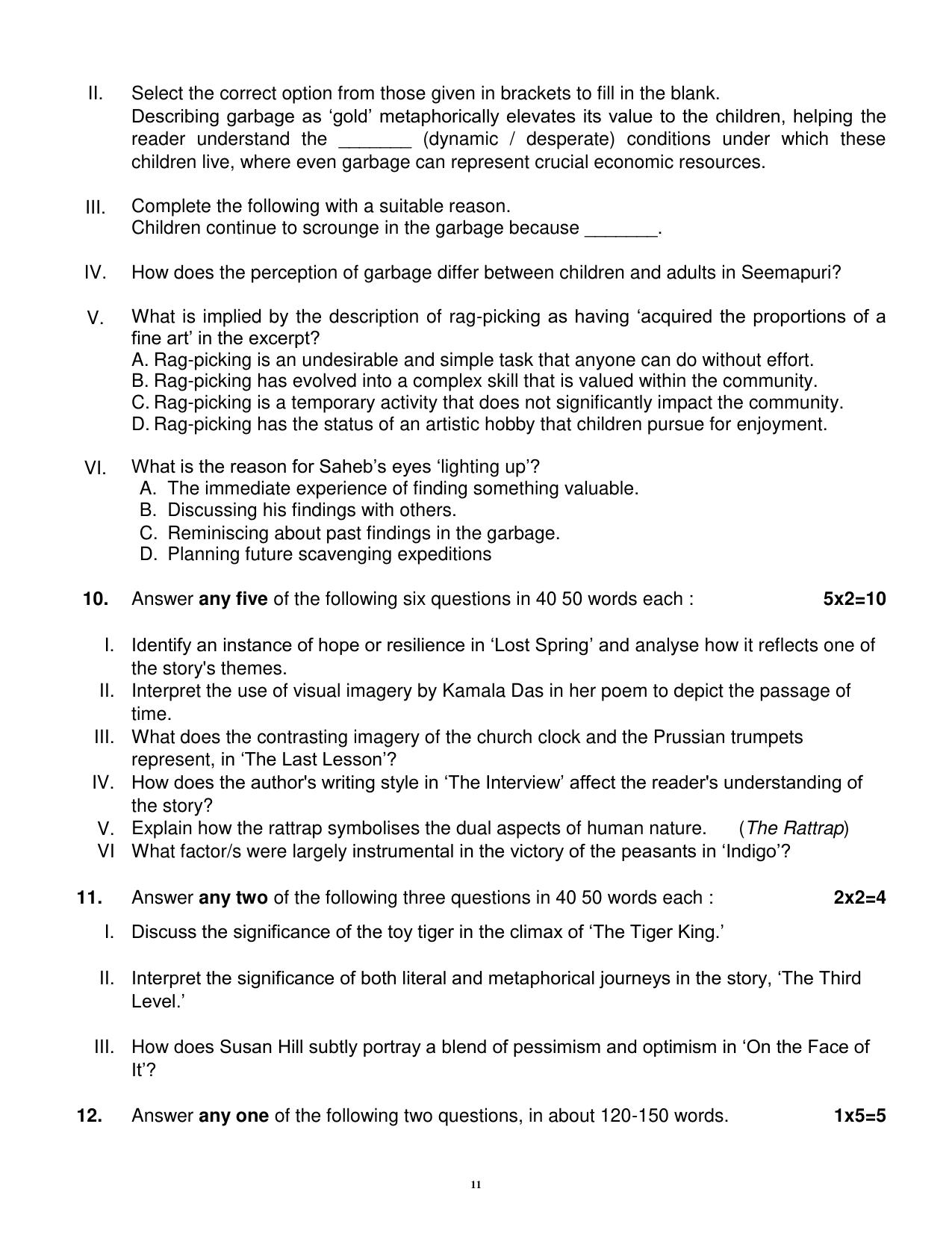 CBSE Class 12 English Core Sample Question Paper 2024-25 - Page 11