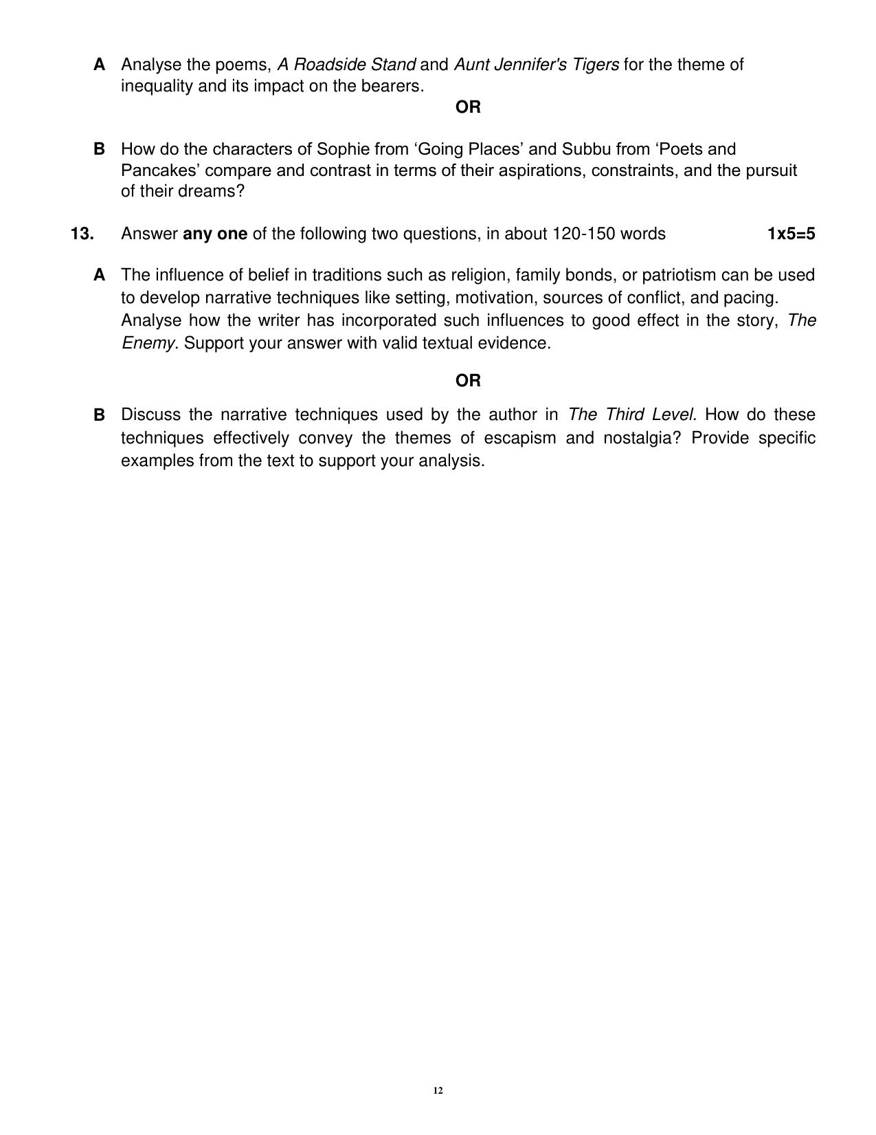 CBSE Class 12 English Core Sample Question Paper 2024-25 - Page 12