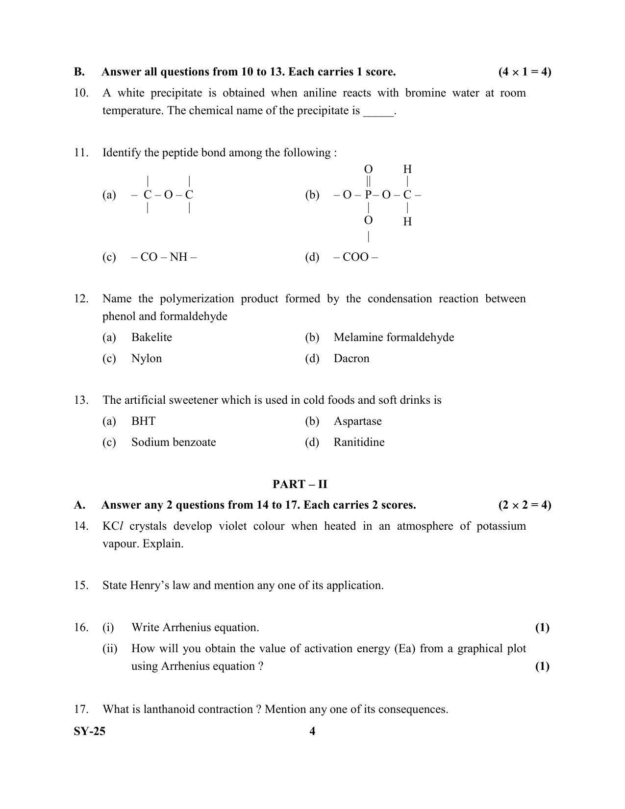 Kerala Plus Two Question Paper 2022 - Chemistry - Page 4