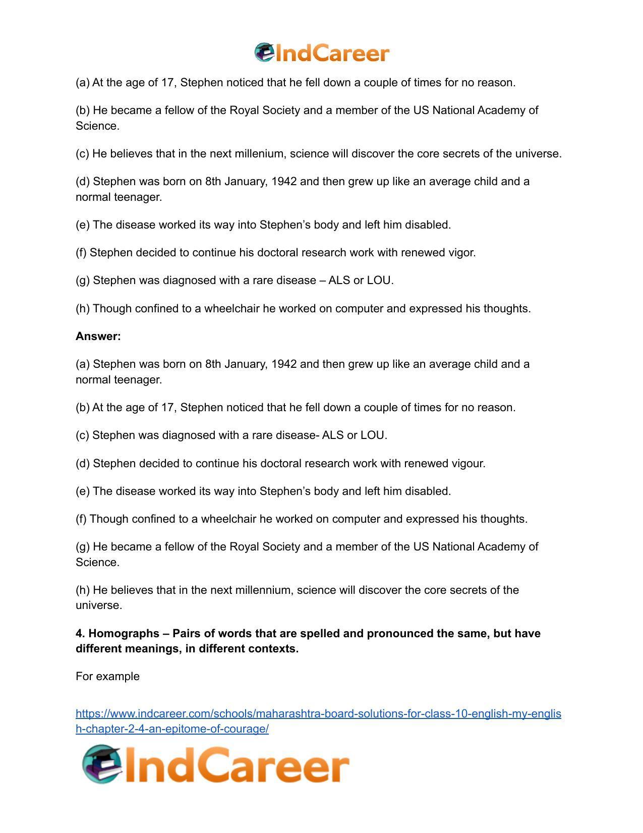 Maharashtra Board Solutions for Class 10- English (My English): Chapter 2.4- An Epitome of Courage - Page 7