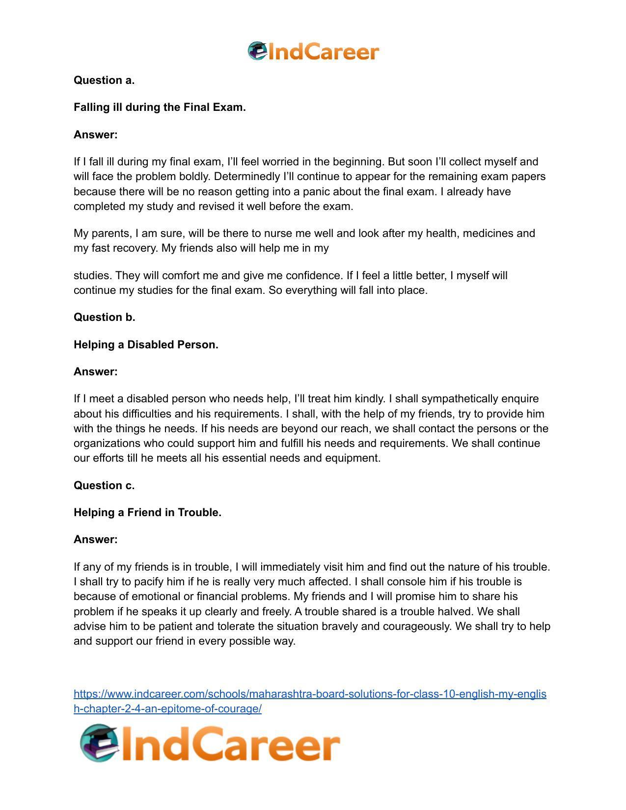Maharashtra Board Solutions for Class 10- English (My English): Chapter 2.4- An Epitome of Courage - Page 10