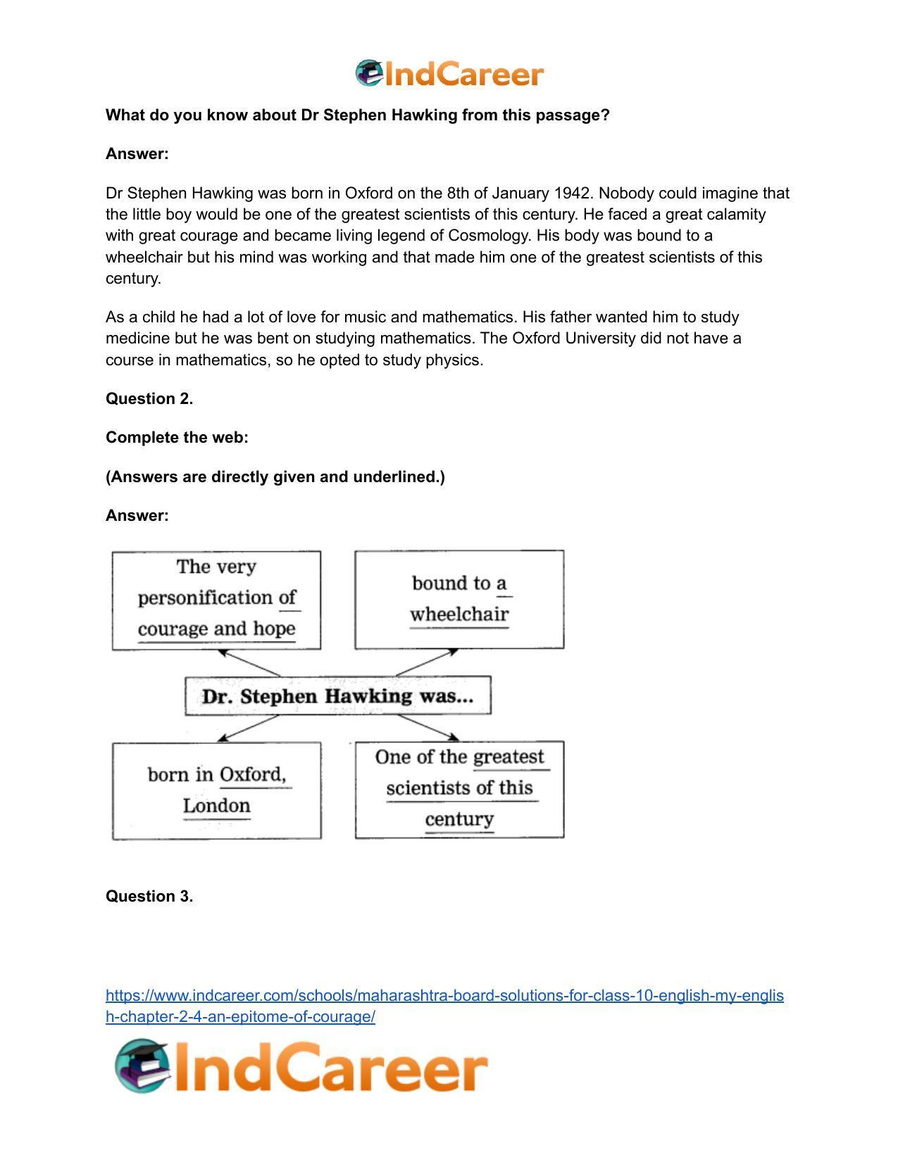 Maharashtra Board Solutions for Class 10- English (My English): Chapter 2.4- An Epitome of Courage - Page 16