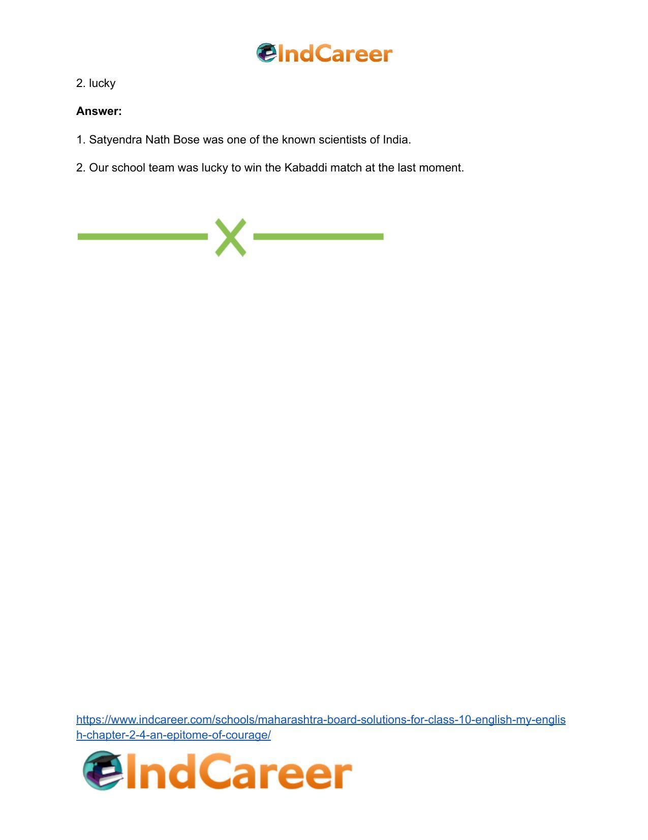 Maharashtra Board Solutions for Class 10- English (My English): Chapter 2.4- An Epitome of Courage - Page 26
