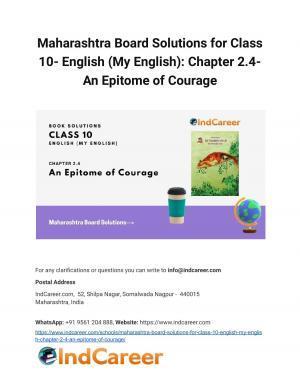 Maharashtra Board Solutions for Class 10- English (My English): Chapter 2.4- An Epitome of Courage