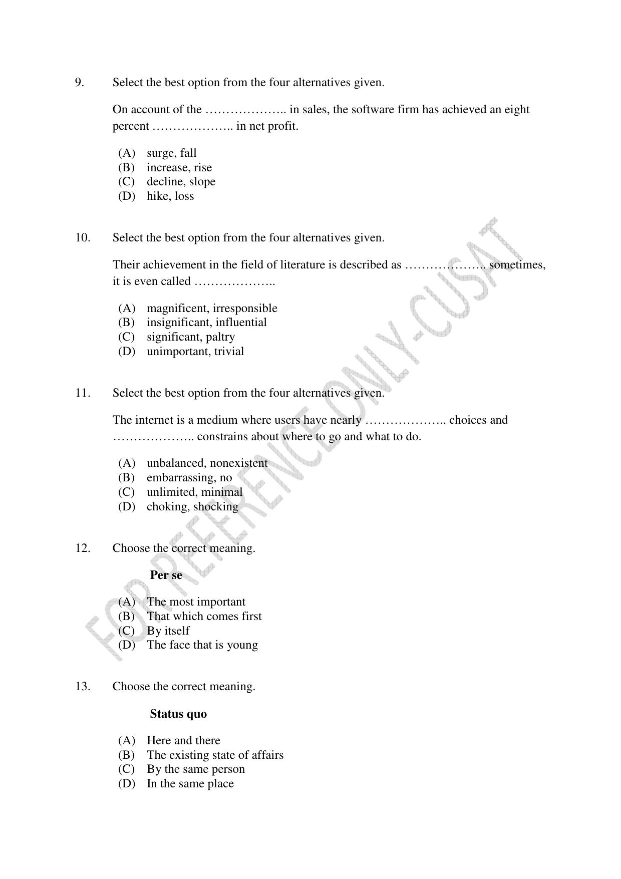 CUSAT CAT 2022 Test for Masters in Bioethics Question Paper - Page 3