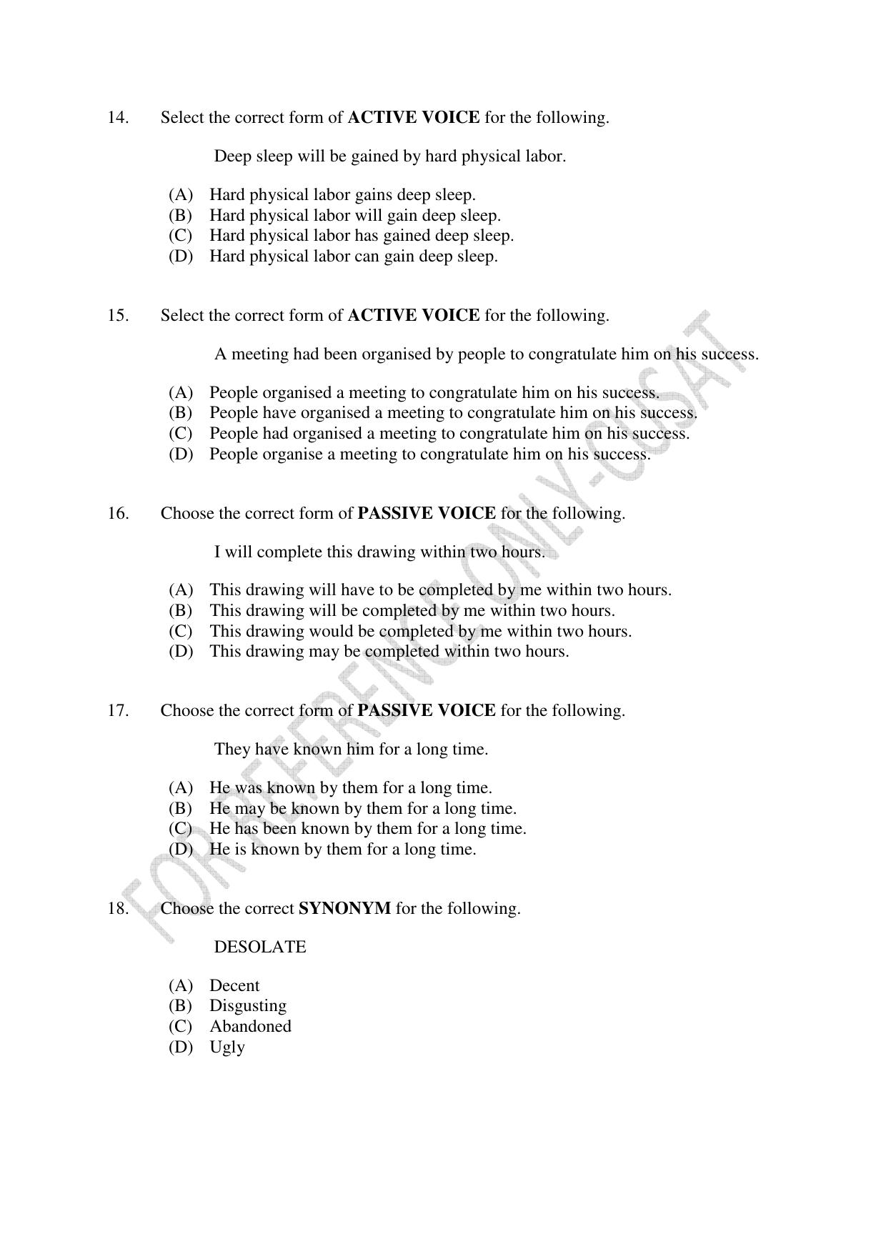 CUSAT CAT 2022 Test for Masters in Bioethics Question Paper - Page 4