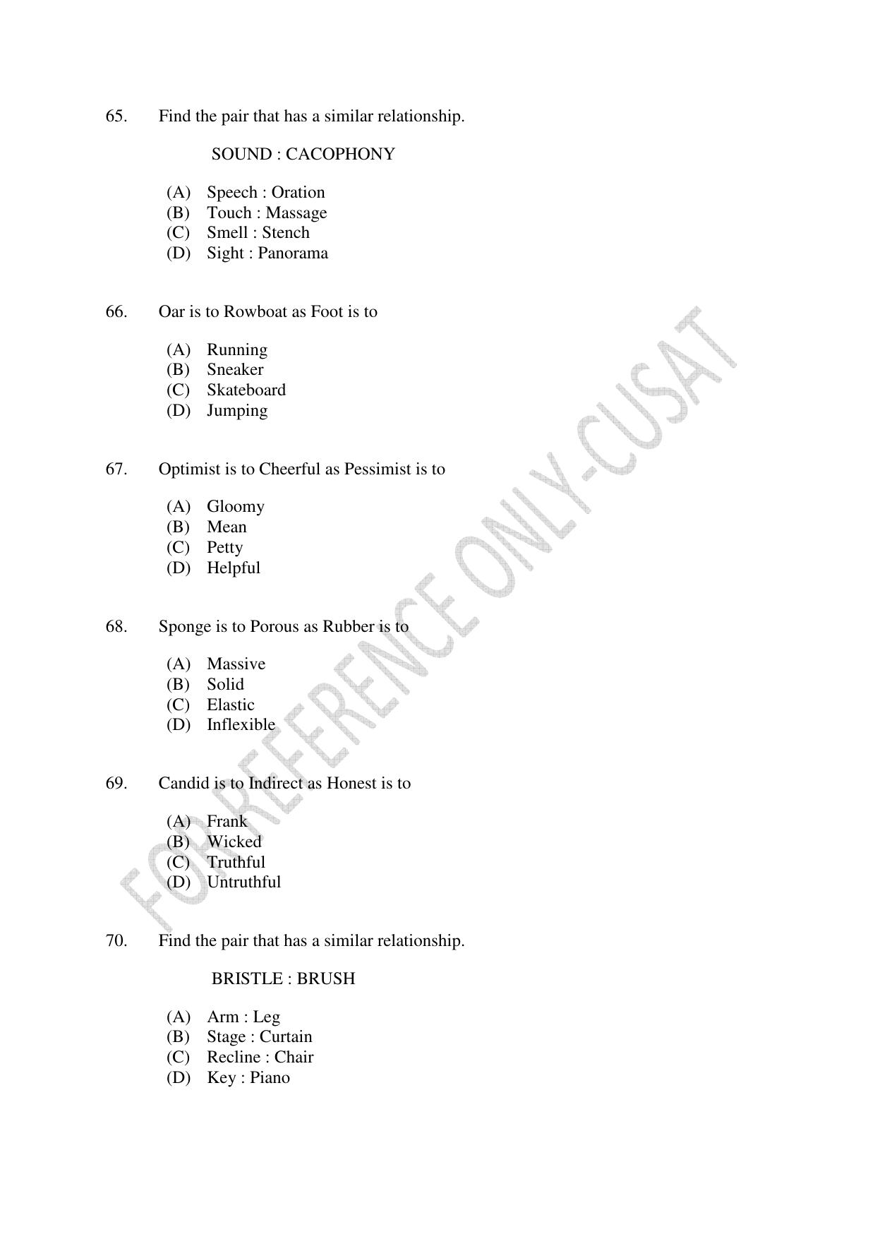 CUSAT CAT 2022 Test for Masters in Bioethics Question Paper - Page 15