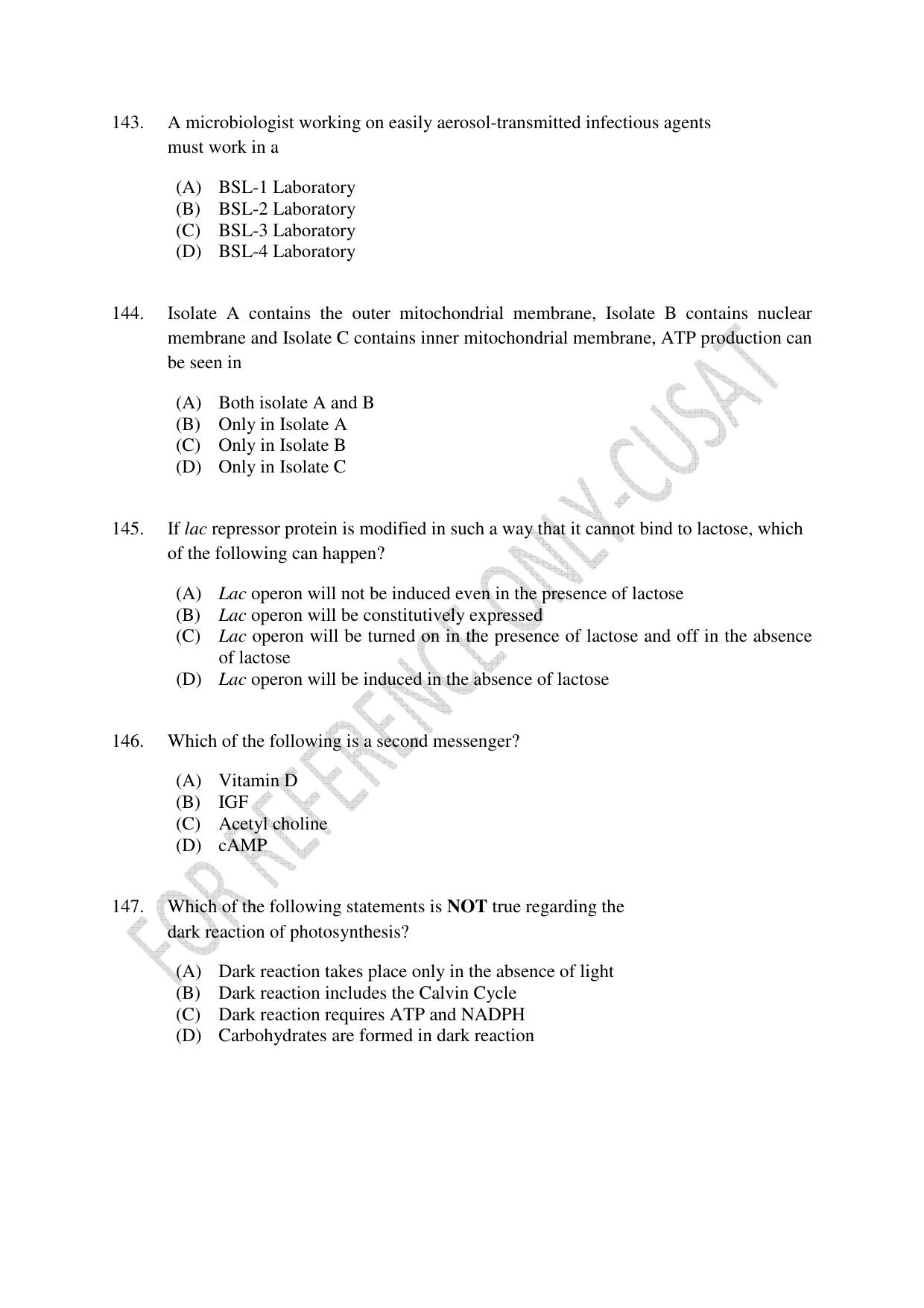 CUSAT CAT 2022 Test for Masters in Bioethics Question Paper - Page 35