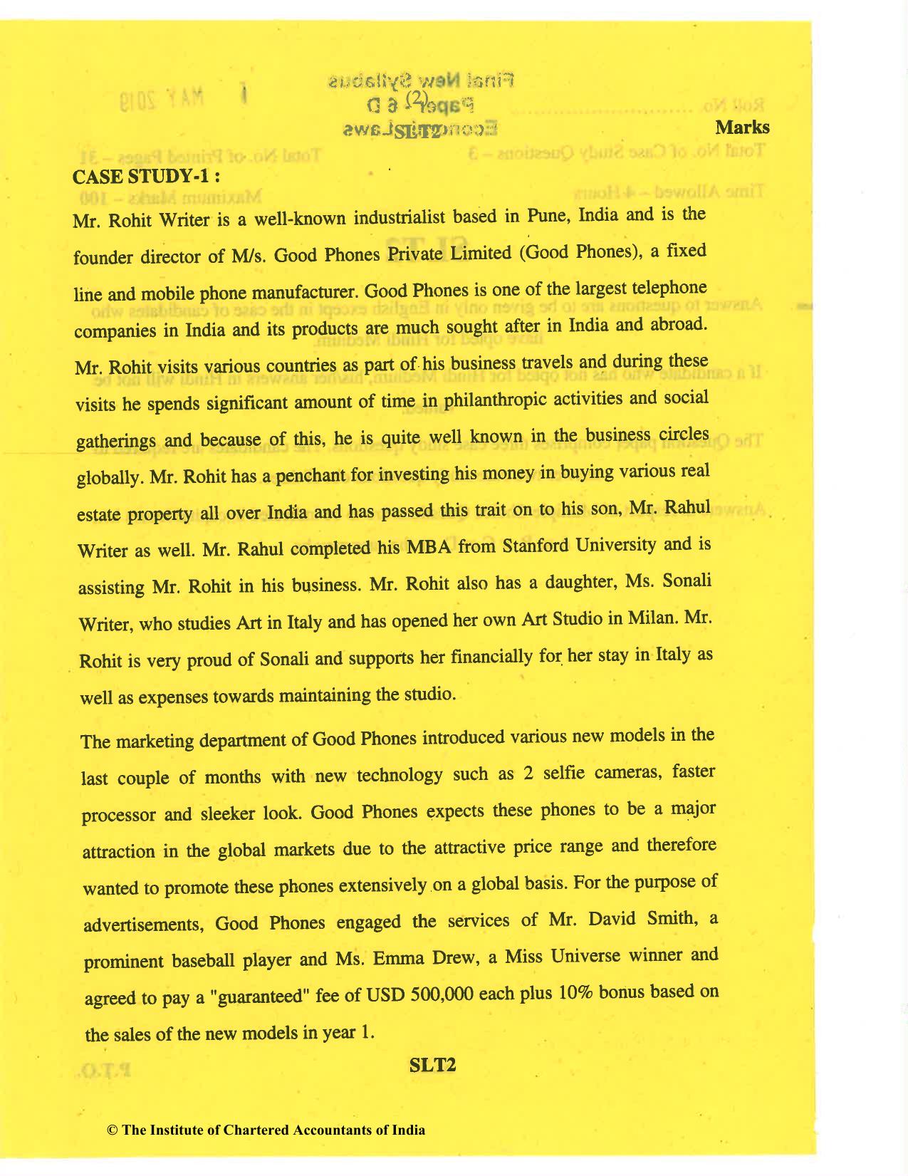 CA Final May 2019 Question Paper - Paper 6D – Economic Laws - Page 2