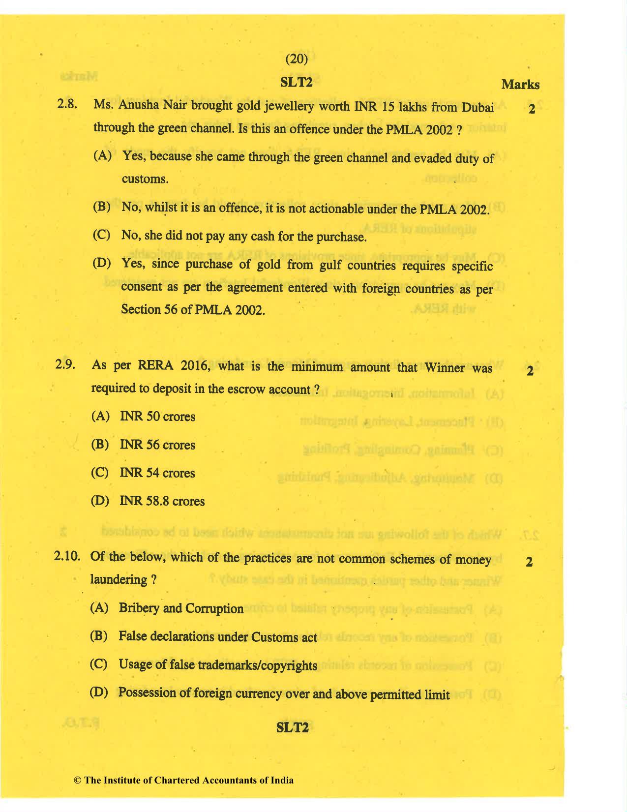 CA Final May 2019 Question Paper - Paper 6D – Economic Laws - Page 20