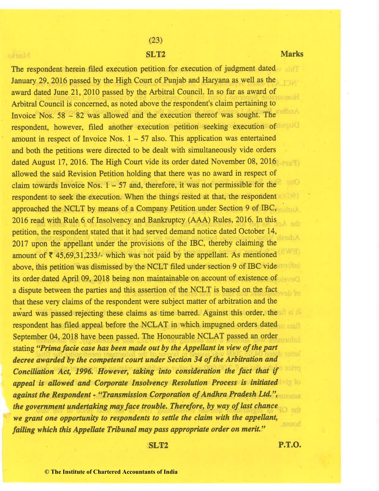 CA Final May 2019 Question Paper - Paper 6D – Economic Laws - Page 23