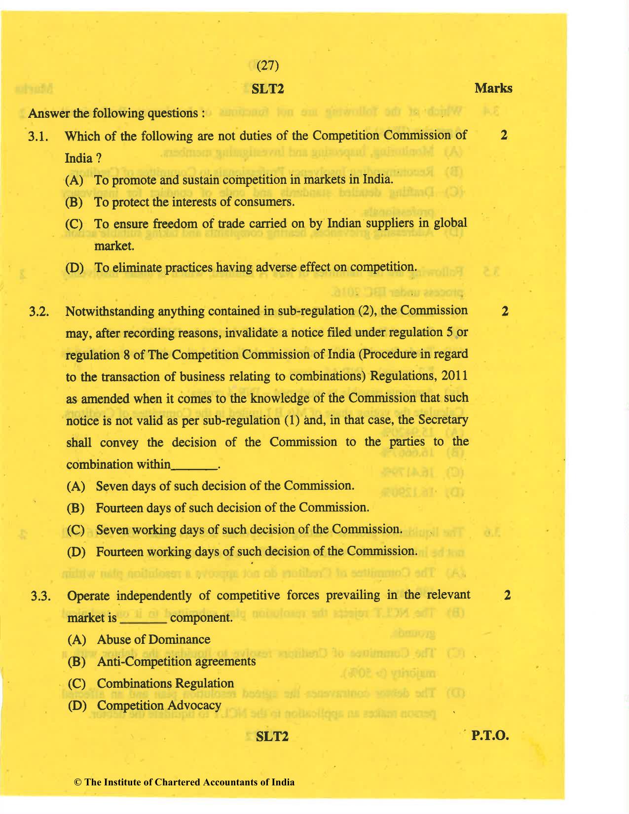 CA Final May 2019 Question Paper - Paper 6D – Economic Laws - Page 27