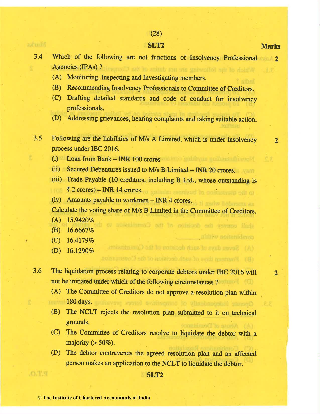 CA Final May 2019 Question Paper - Paper 6D – Economic Laws - Page 28