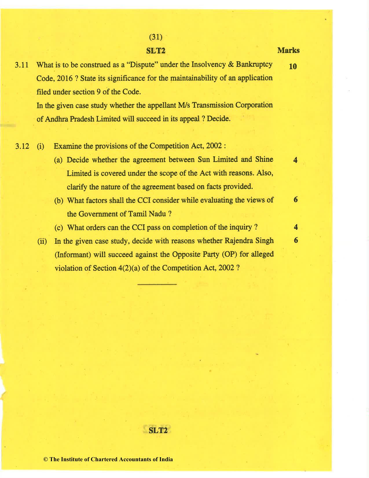 CA Final May 2019 Question Paper - Paper 6D – Economic Laws - Page 31