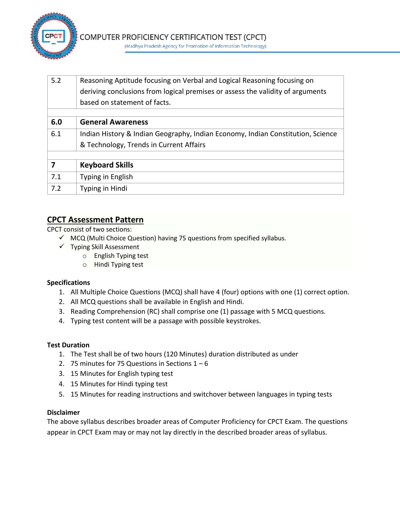 MP CPCT Syllabus - Page 3