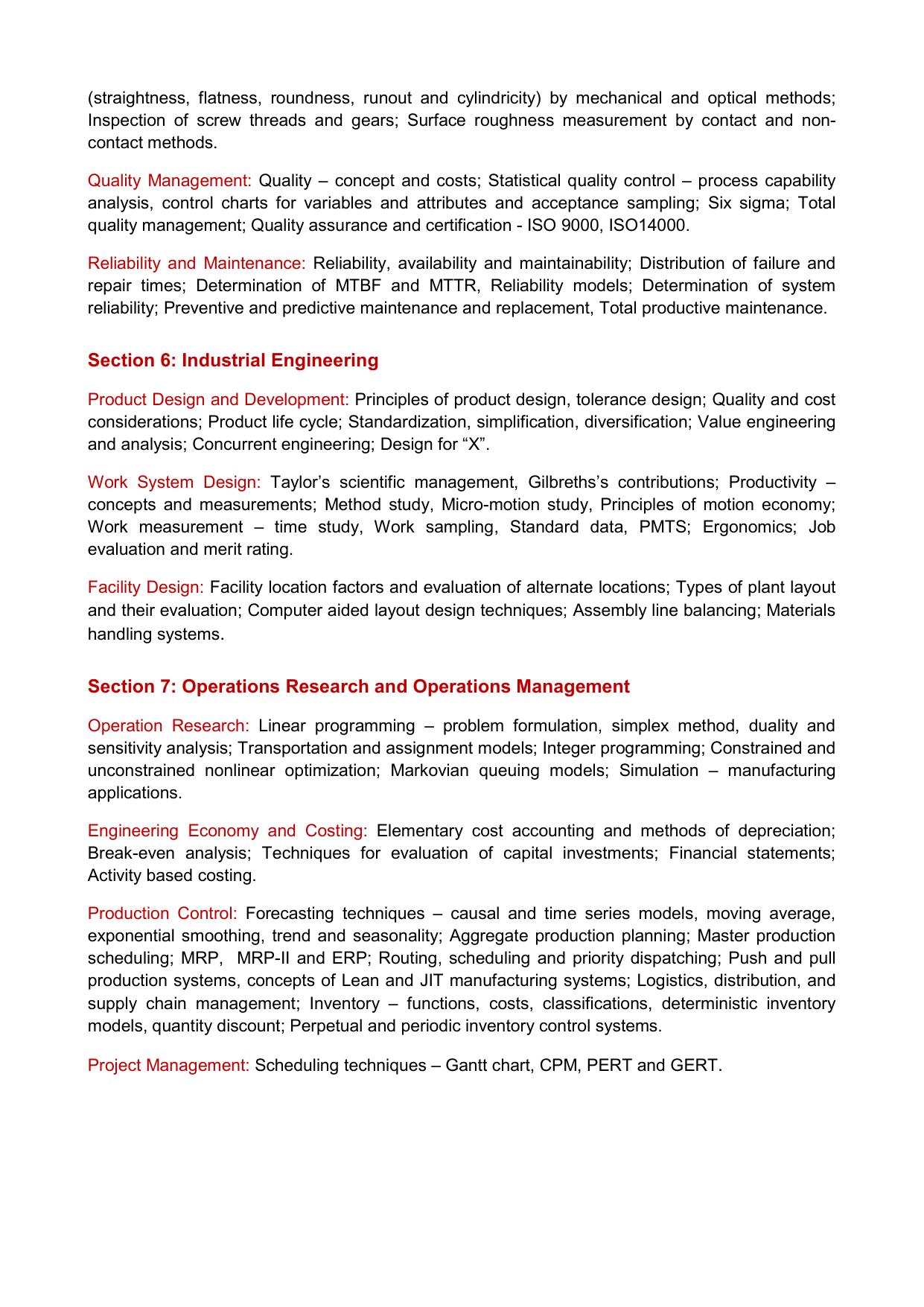 GATE Production and Industrial Engineering Syllabus - Page 3