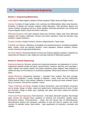 GATE Production and Industrial Engineering Syllabus