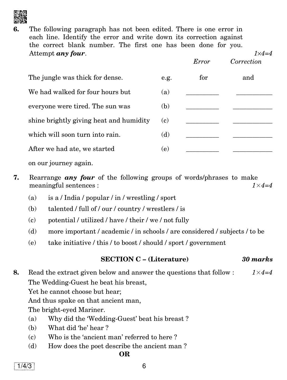 CBSE Class 10 1-4-3 ENGLISH COMMUNICATIVE 2019 Question Paper - Page 6